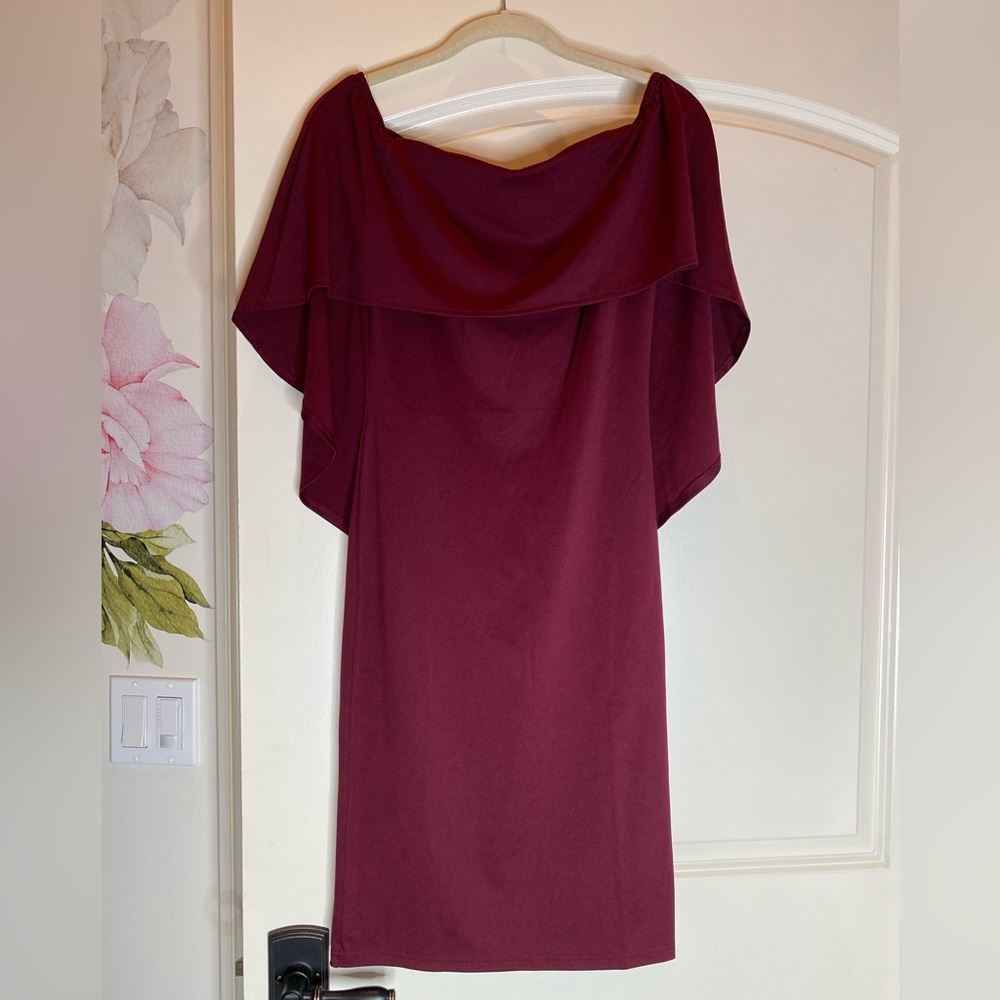 Grace Karin cape dress small burgundy